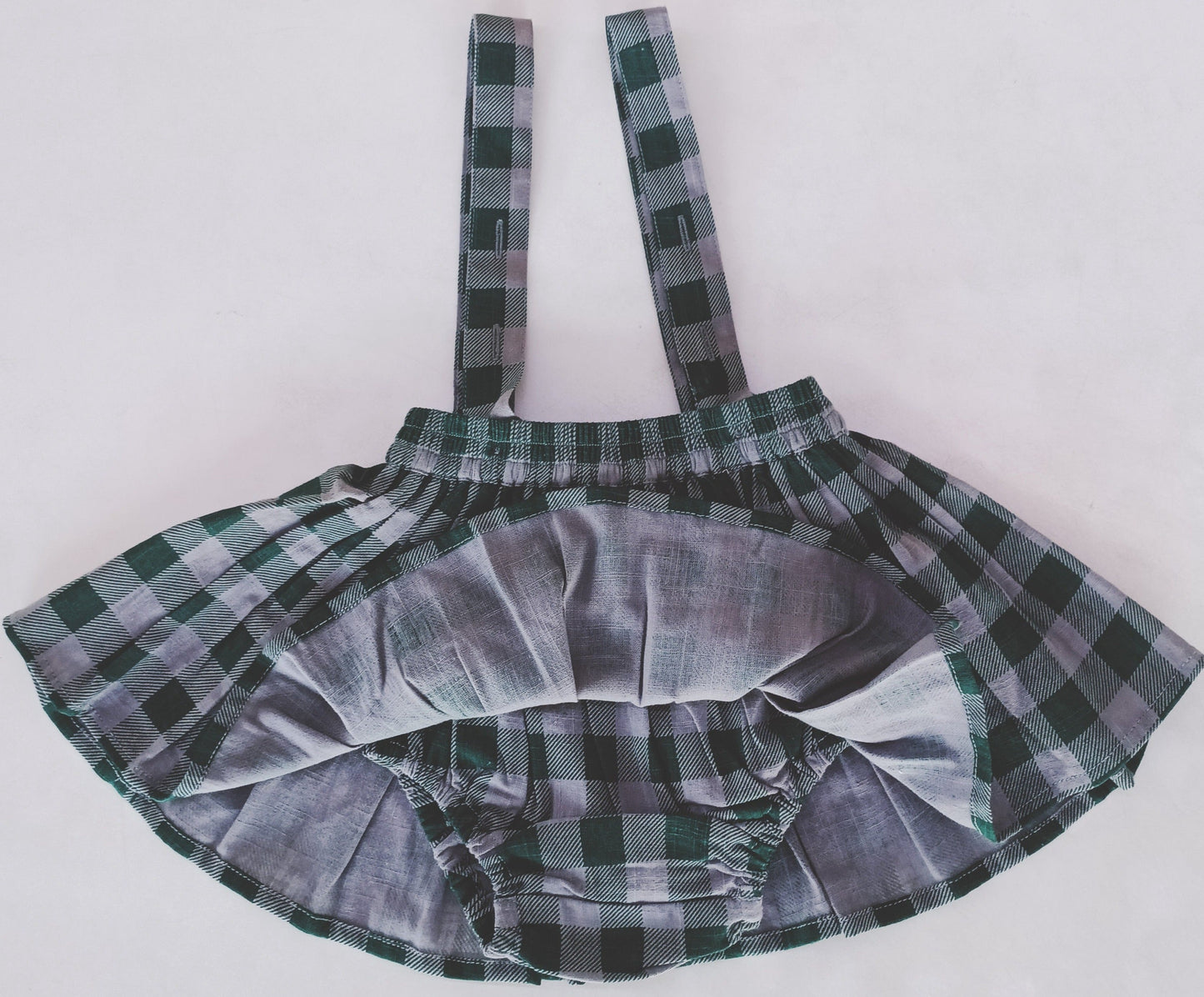 Green Checkered Print Diaper Overall