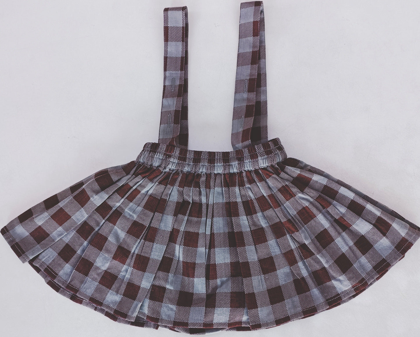 Burgundy Checkered Print Diaper Overall