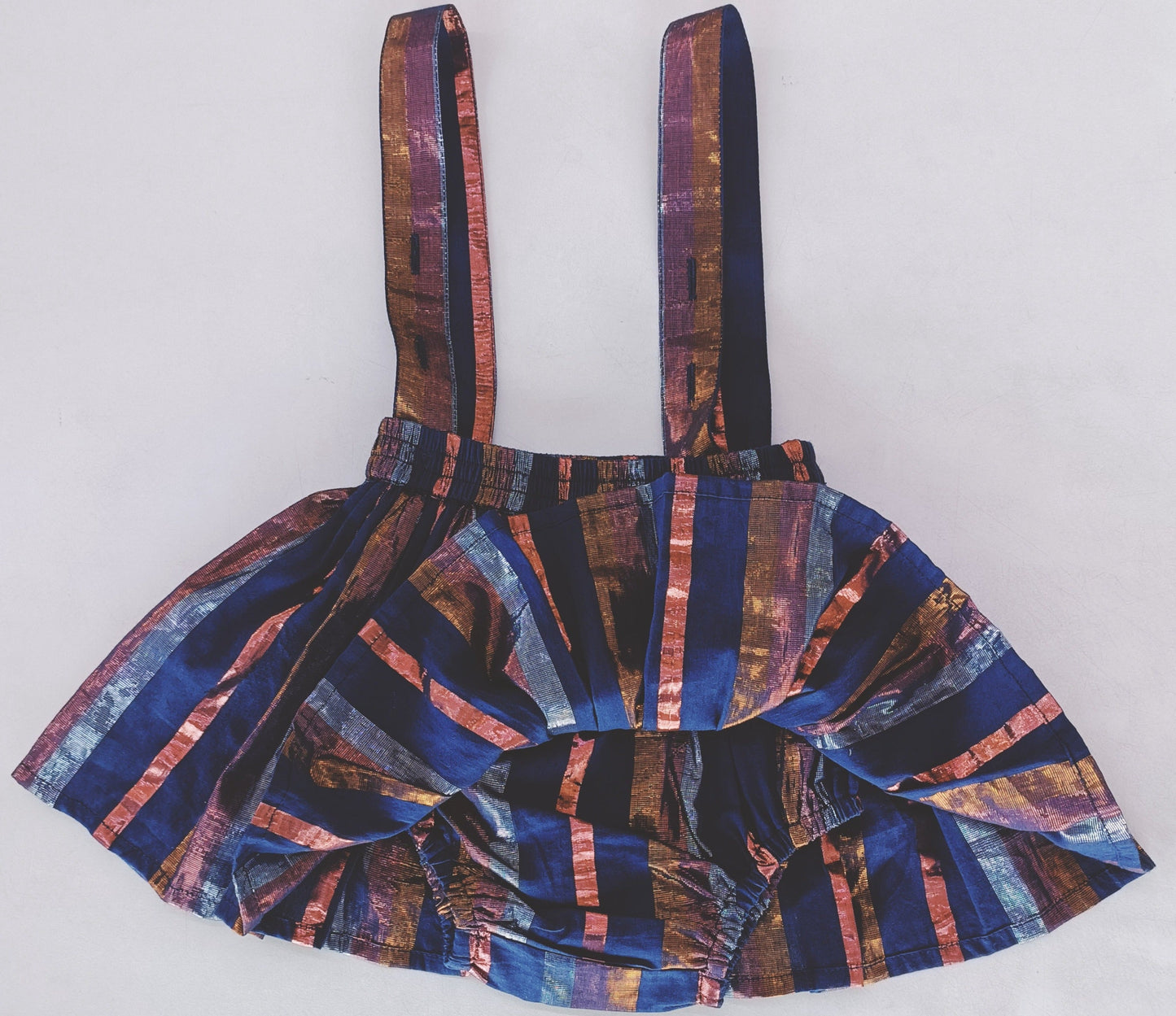 Navy Solid Lurex Diaper Overall