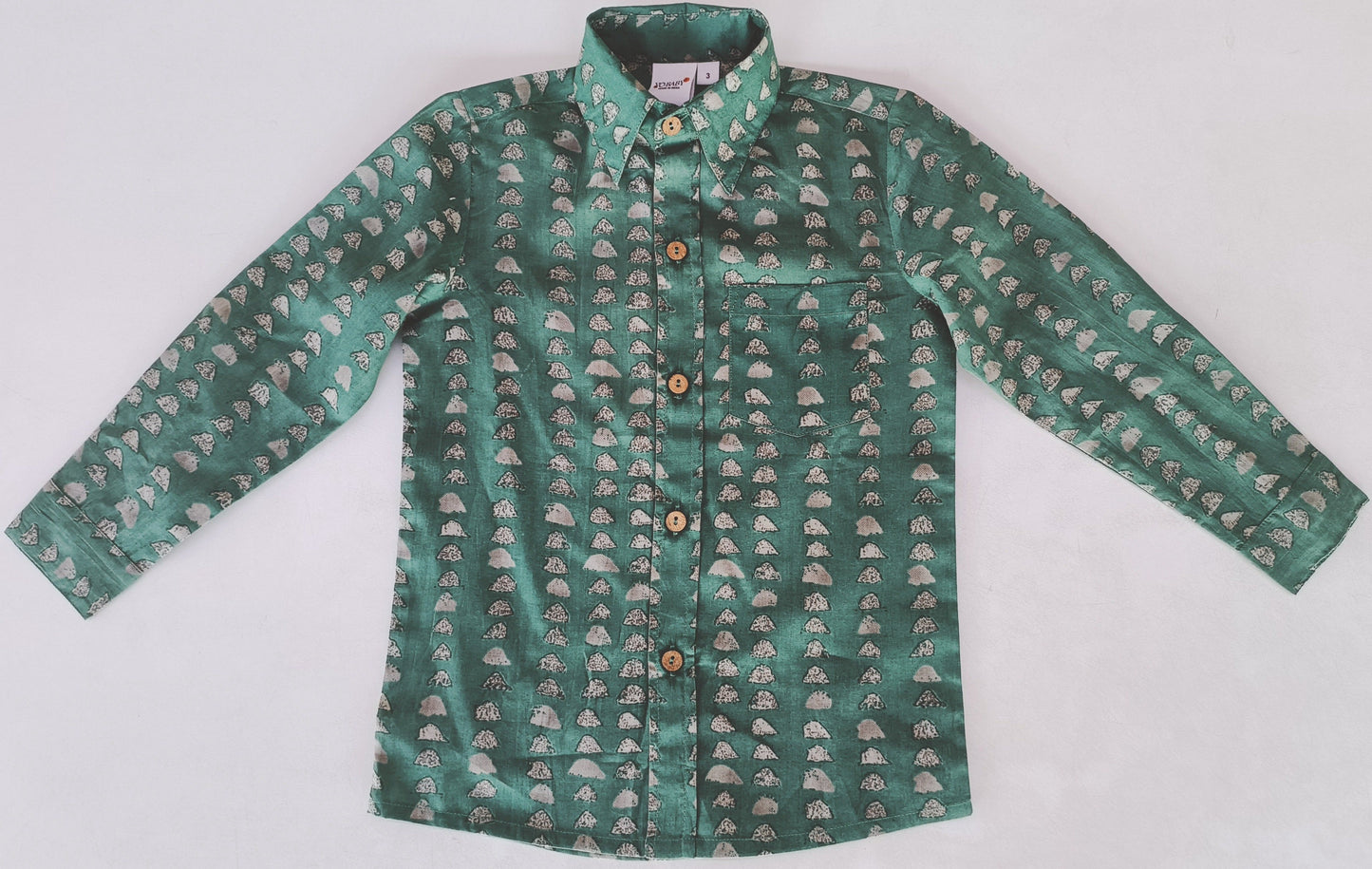 Green Print Boys Shirts