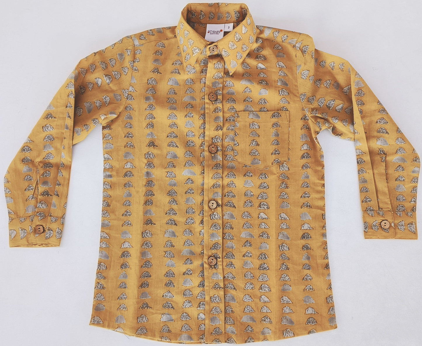 Mustard Print Boys Shirt — Cotton Boys Shirt | 0-13 Years