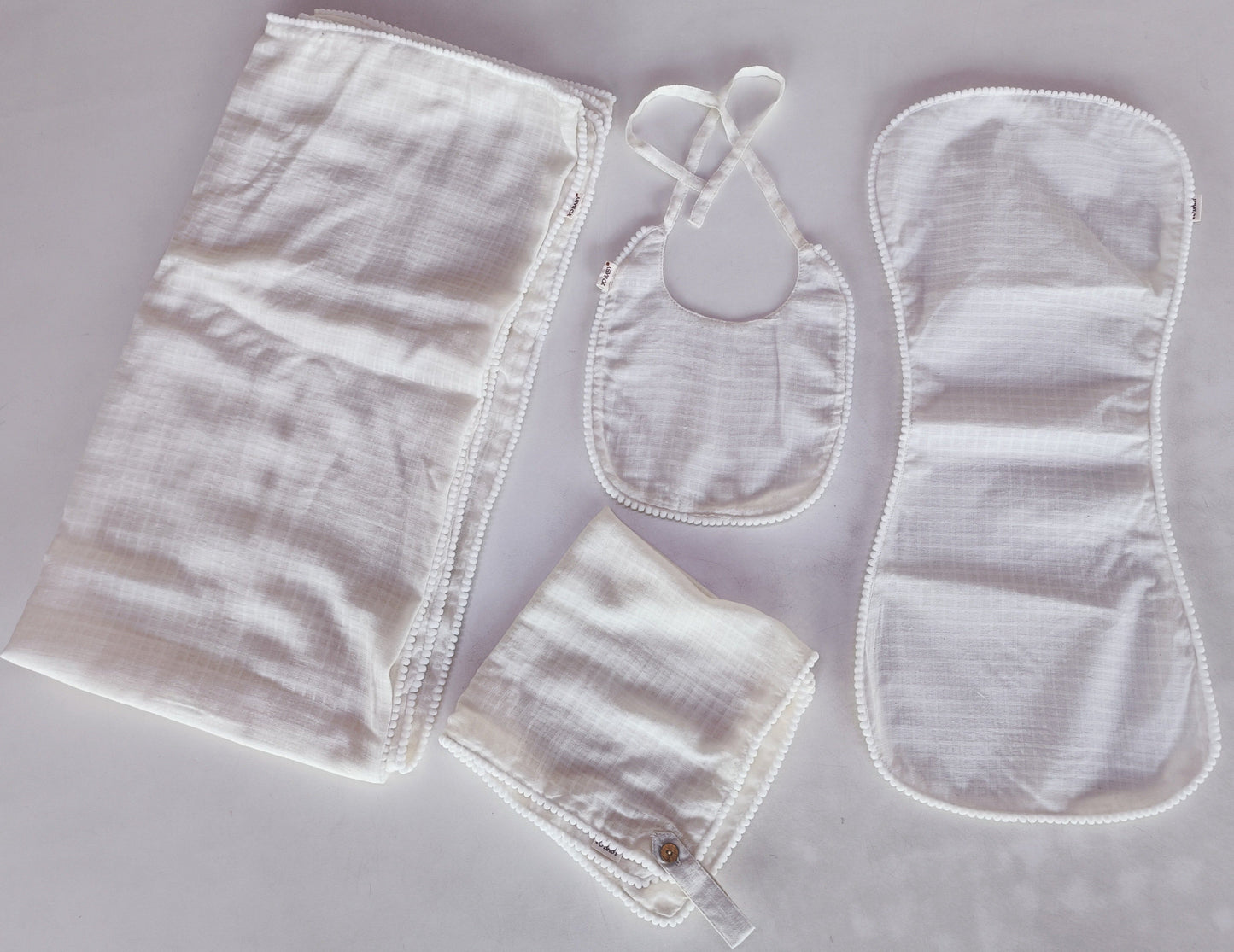 White Color Cotton Checks Baby Layette Set