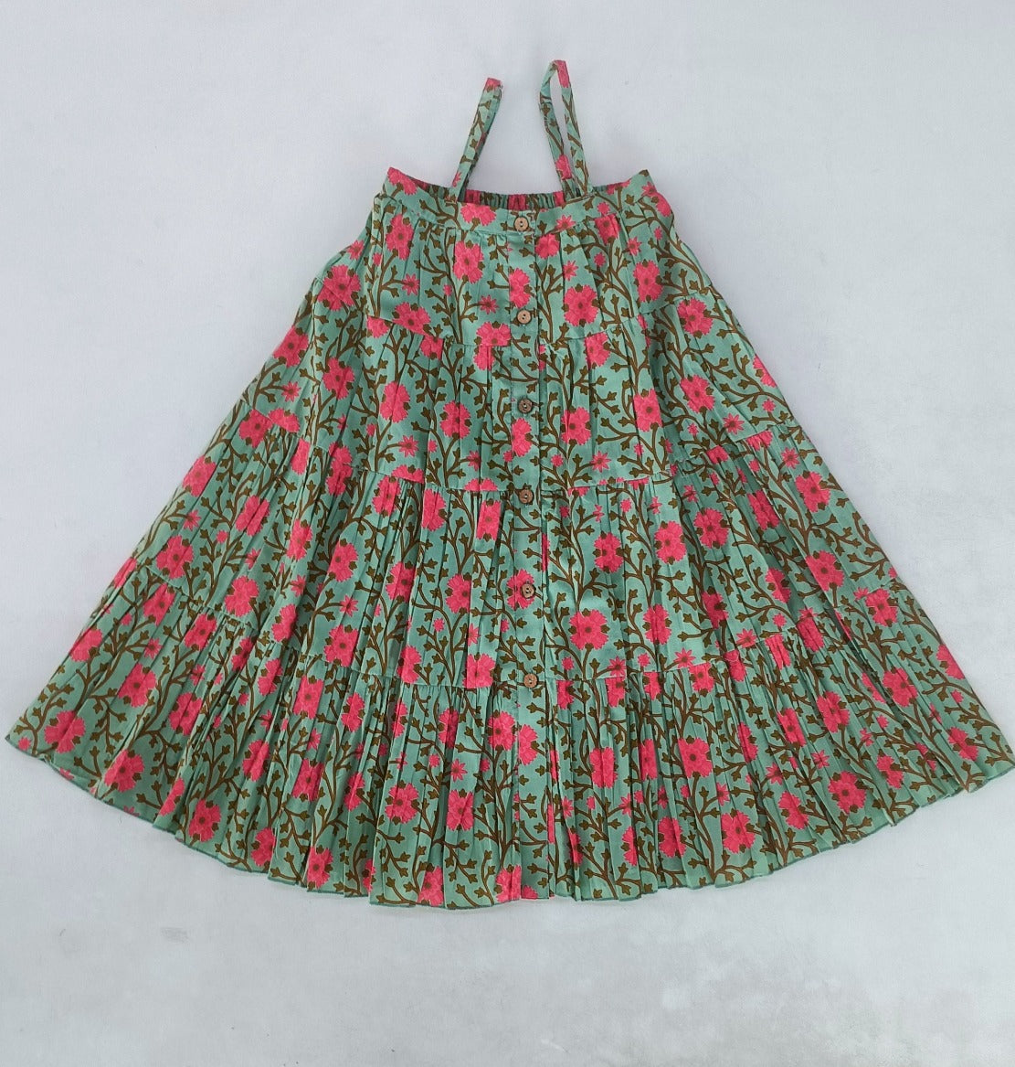 Pink Floral Tiered Dress