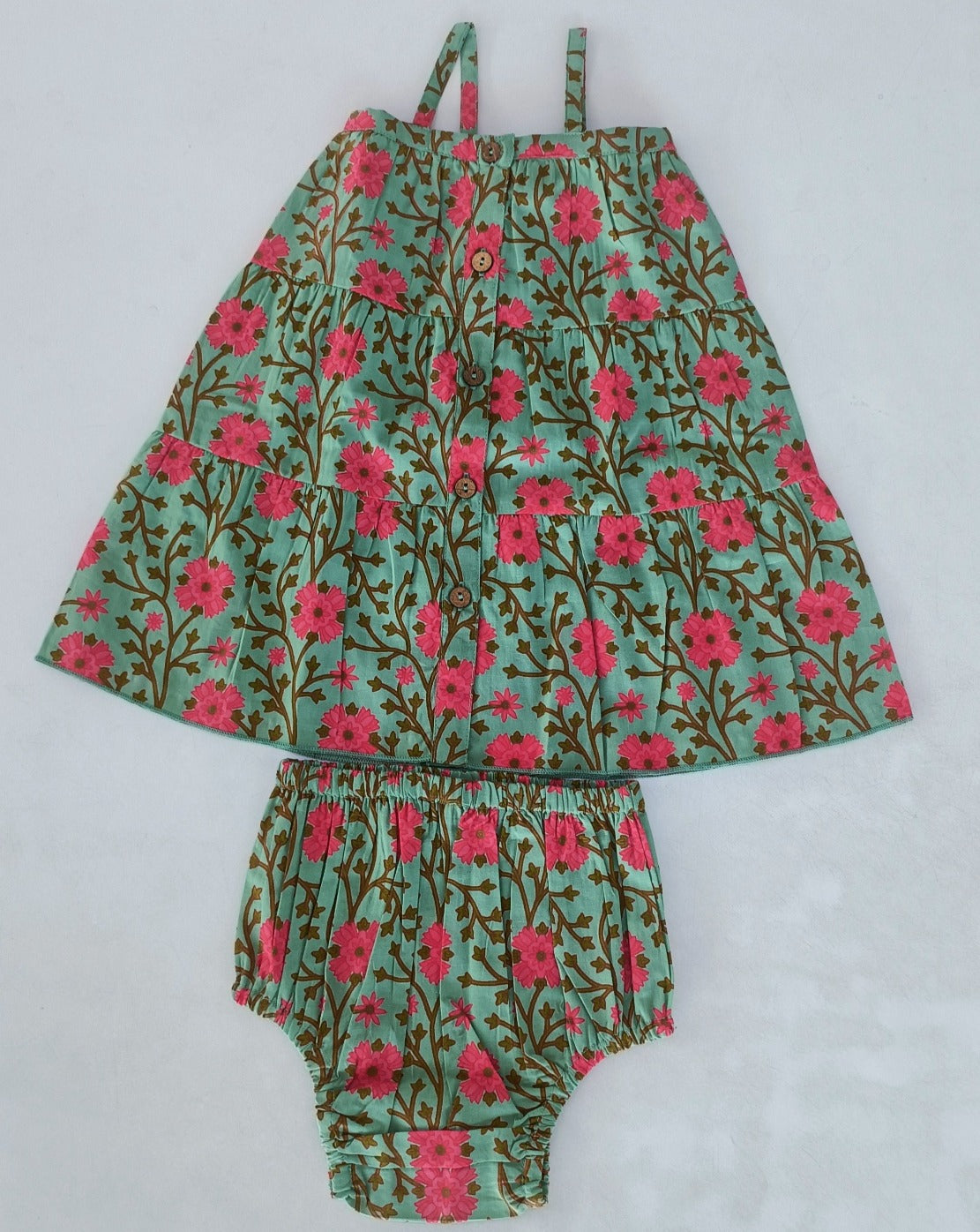 Pink Floral Tiered Dress