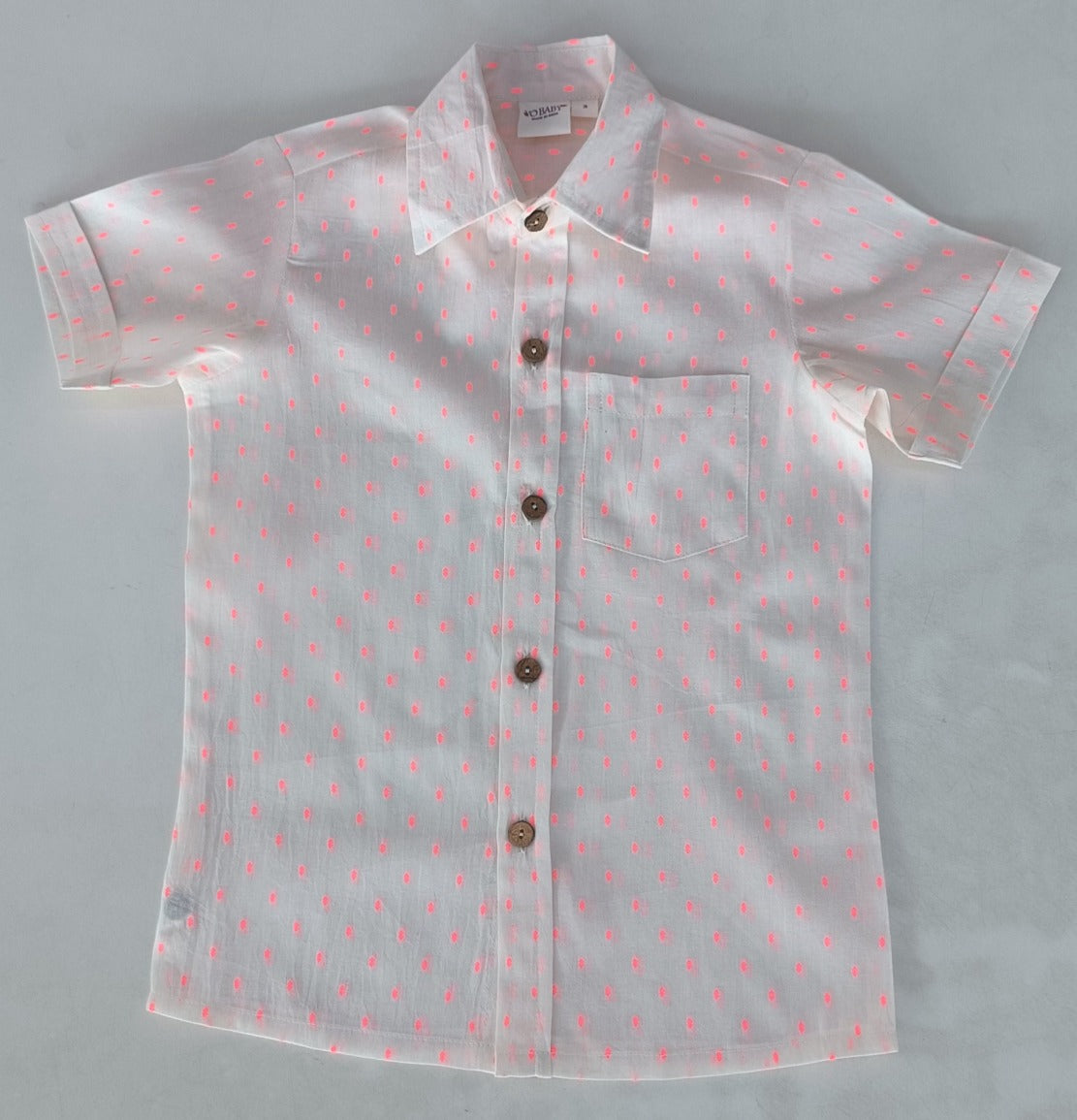 Neon Pink Cotton Dobby Boys Shirt