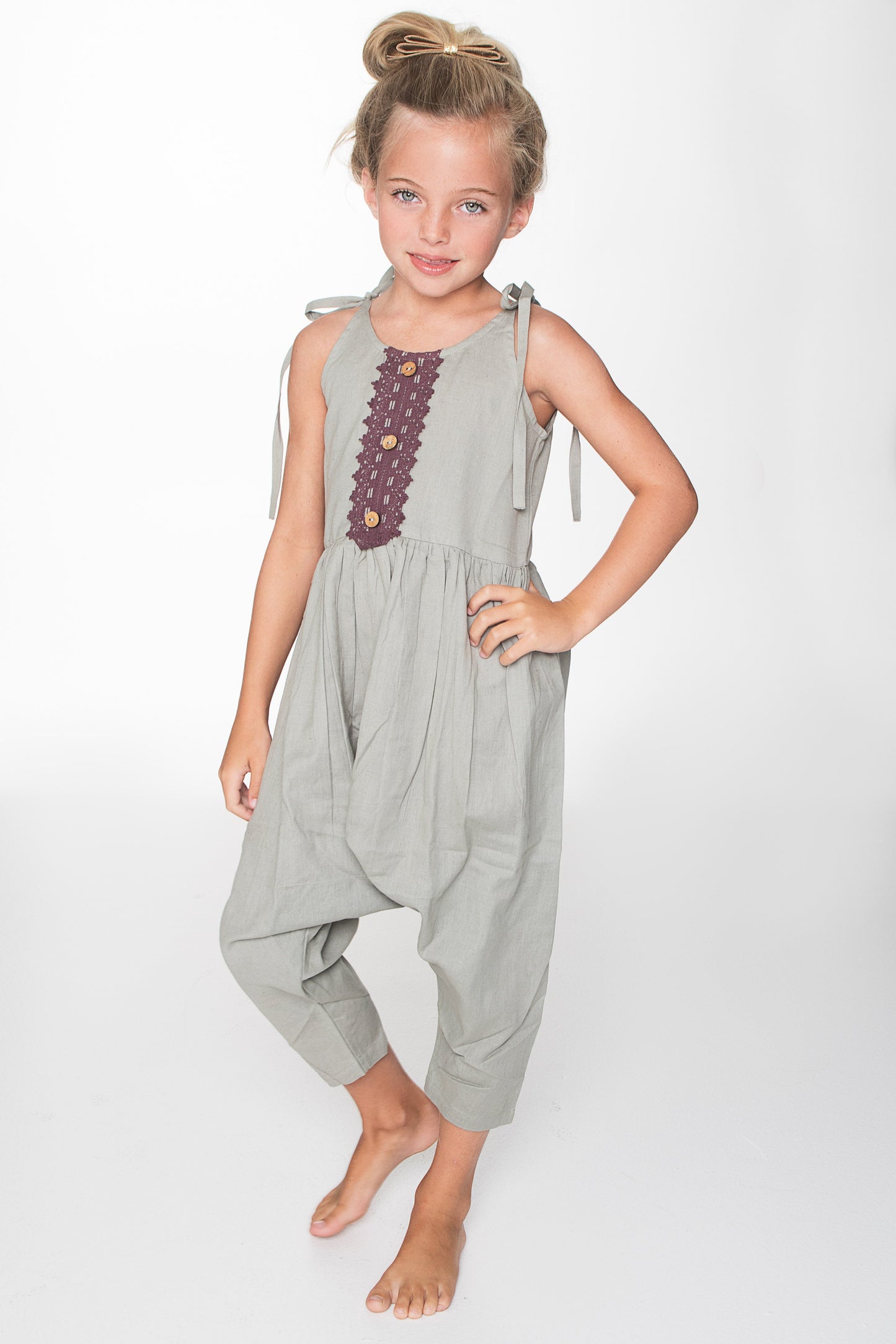 Grey Jumpsuit with Lace Detail