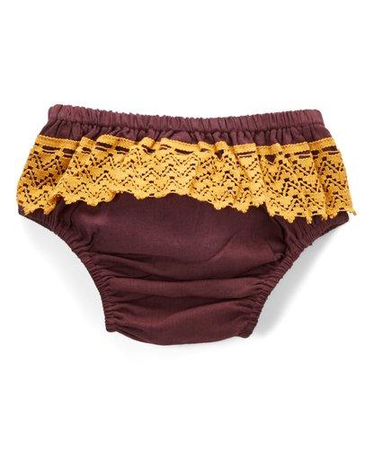 Burgundy With Yellow Lace Detail Swing Dress