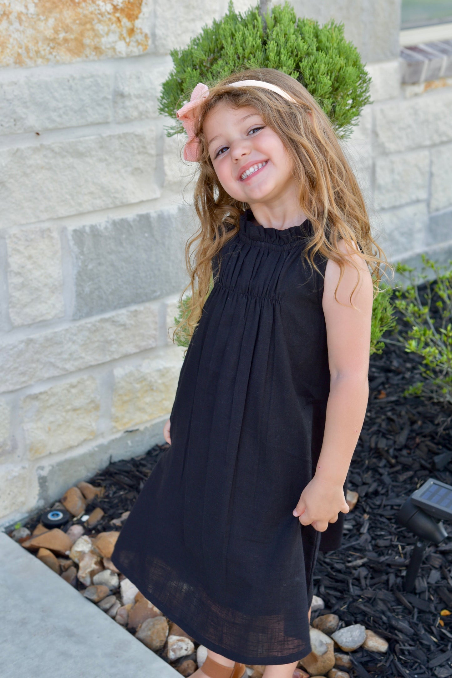 Black Smocked Sleeveless Dress Dress Yo Baby Wholesale