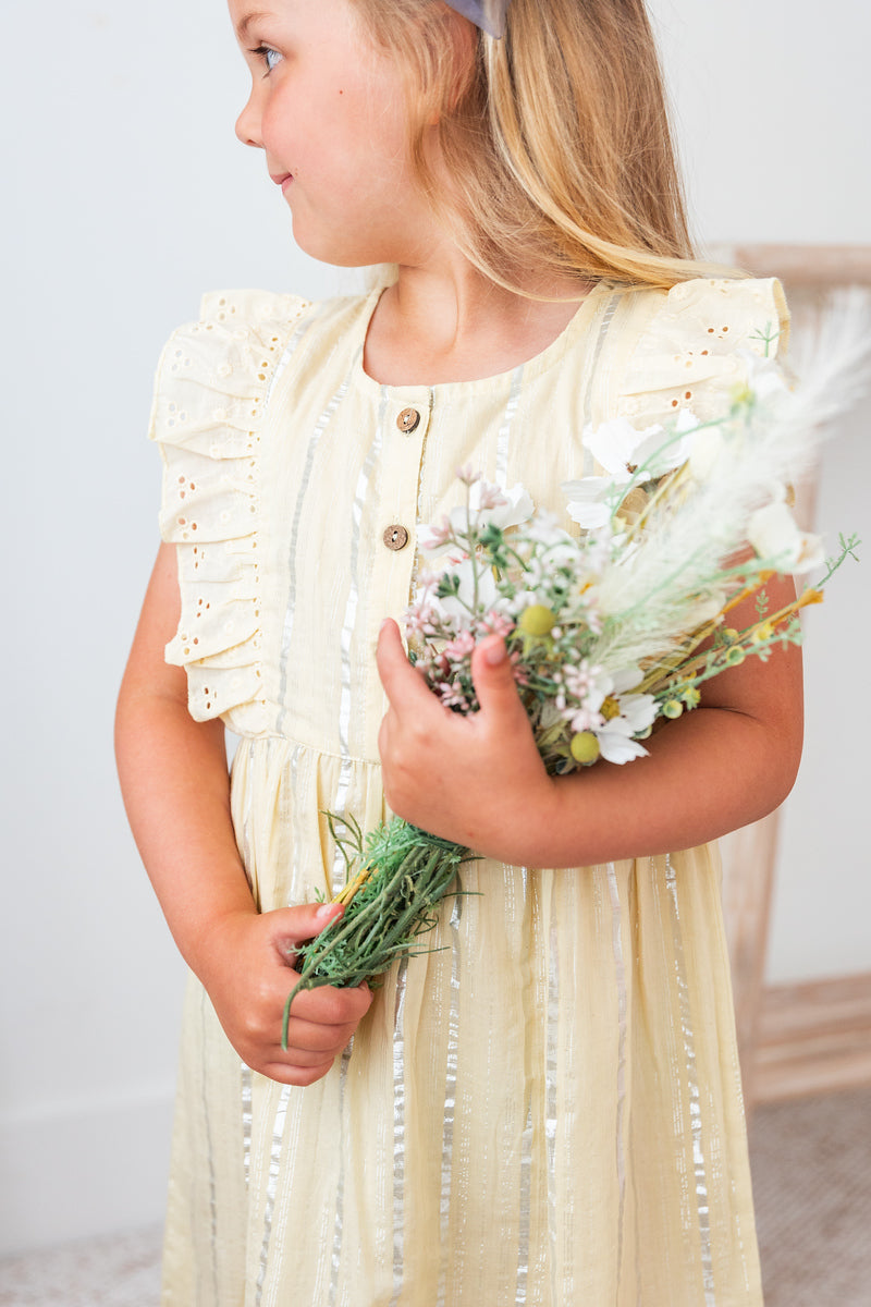 Yellow Lurex Ruffle Dress