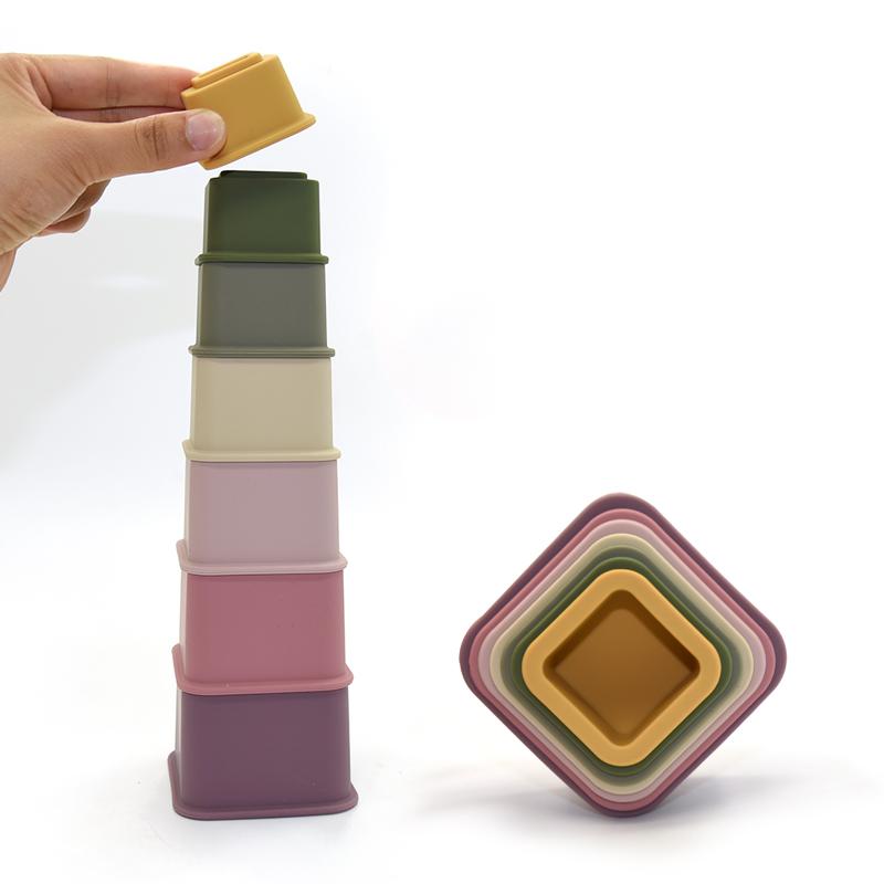 Silicone Square Stacking Cups - 7 Pcs Yo Baby India