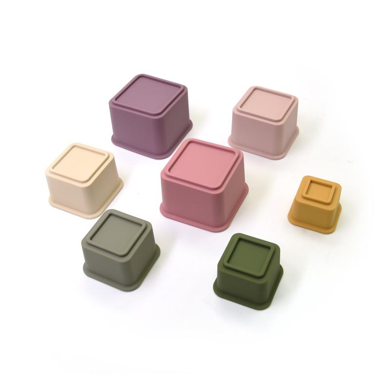 Silicone Square Stacking Cups - 7 Pcs Yo Baby India