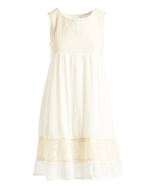 Off-White Lace Empire-Waist Dress
