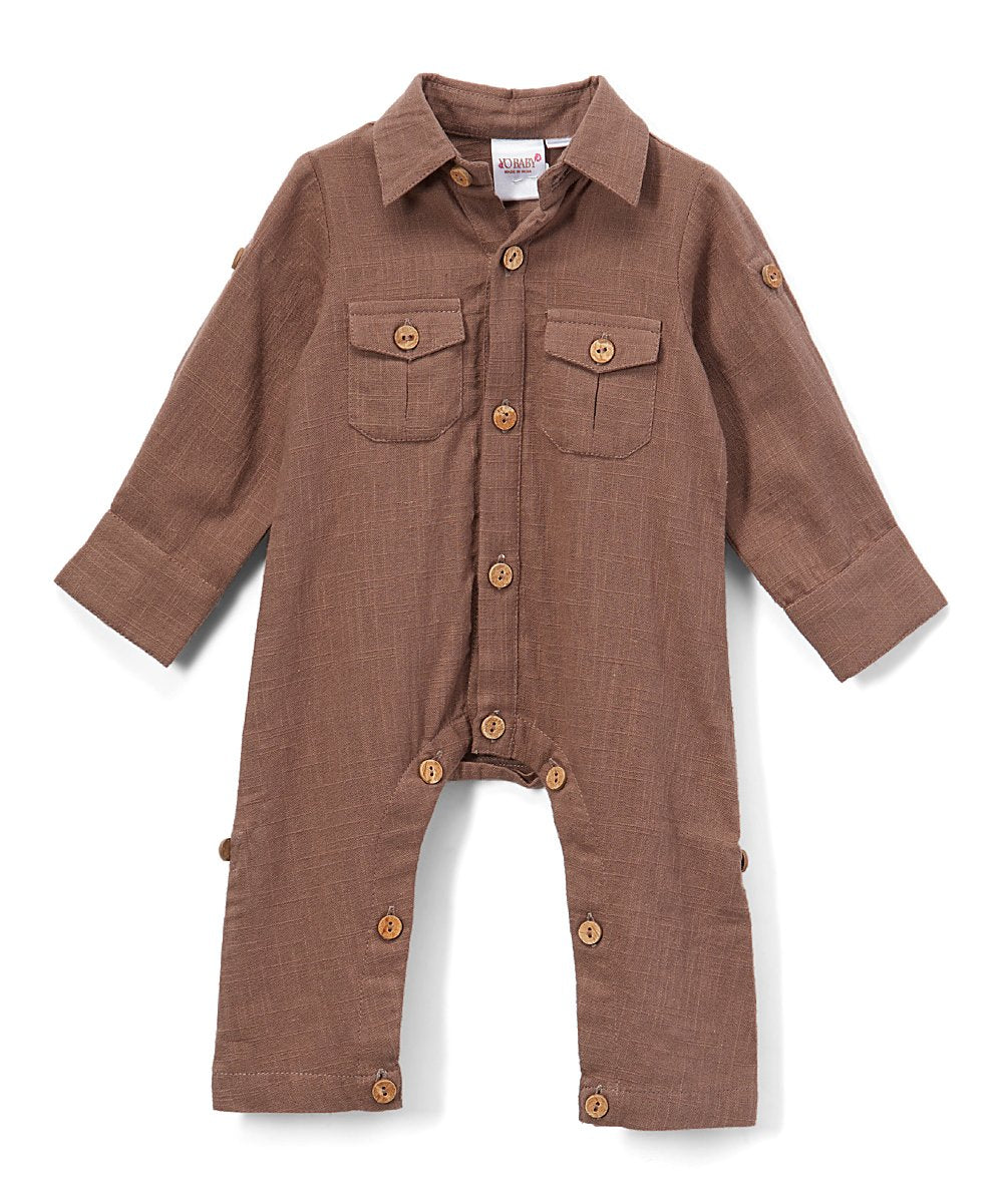 Boys Infant Full Sleeves Romper - Chocolate
