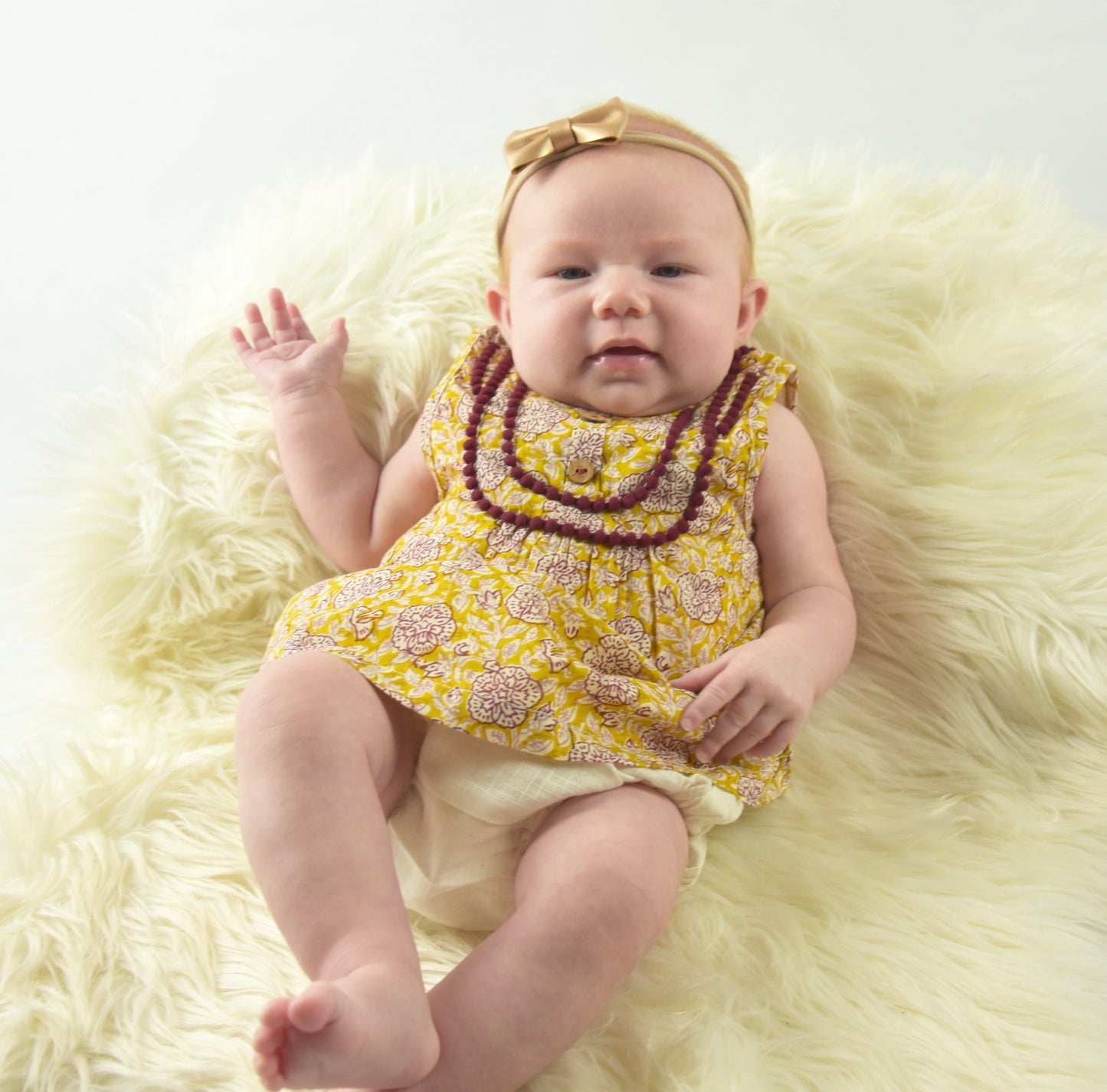 Yellow Floral Pom-Pom Lace Detail Shift Dress Dress Yo Baby Wholesale