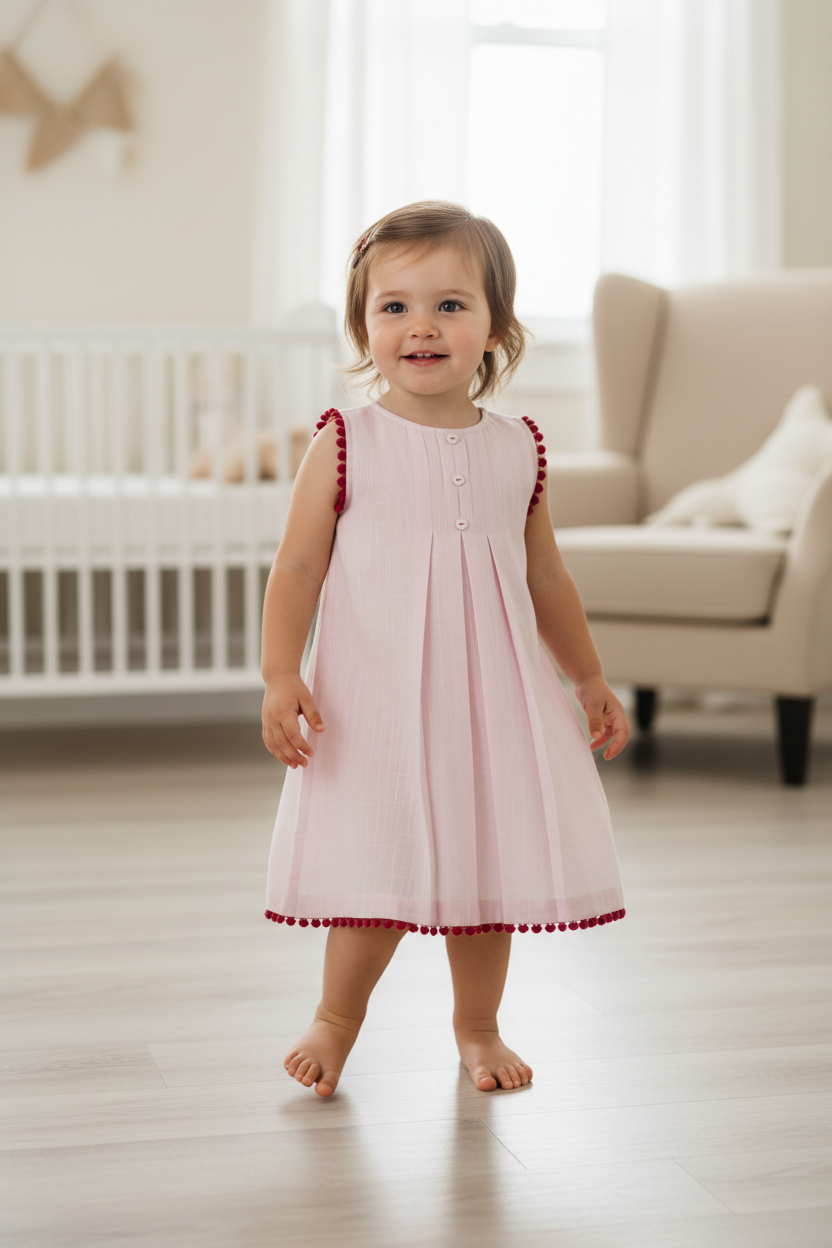 girls light pink dress Baby Heart Lace Detail — Cotton Dress Size:Small fits up to 3/4 attr:mock-neck Toddler flounce dress is Vintage Y2K Black &
