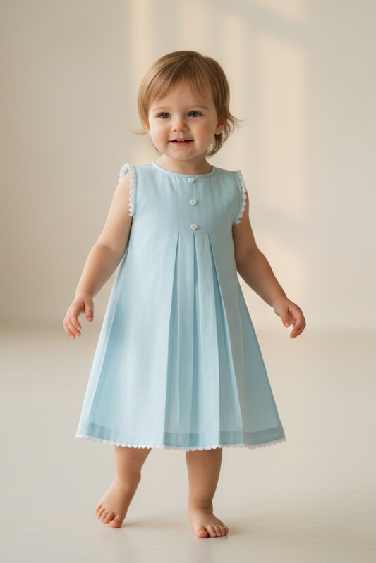Powder-Blue Heart Lace Detail Dress
