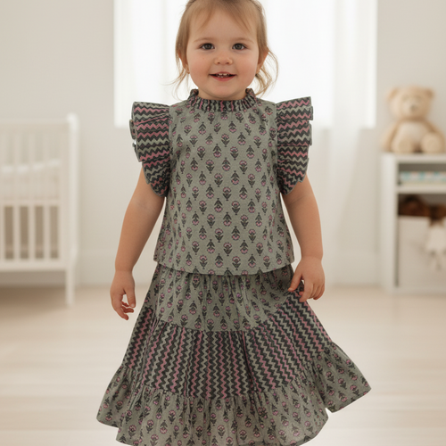 Tittli Top and Skirt Set : MOCHA CEMENT : Infant : Toddler : Tween