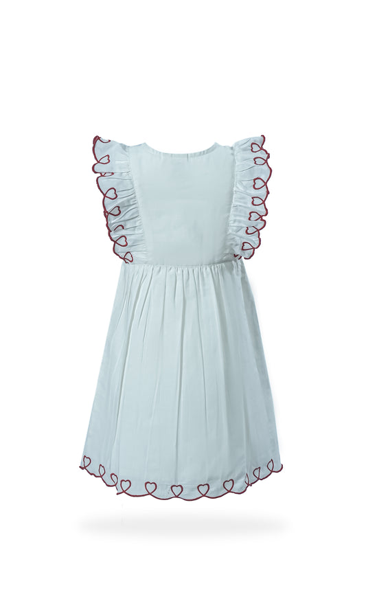 Heart Emroidered Gathered Dress