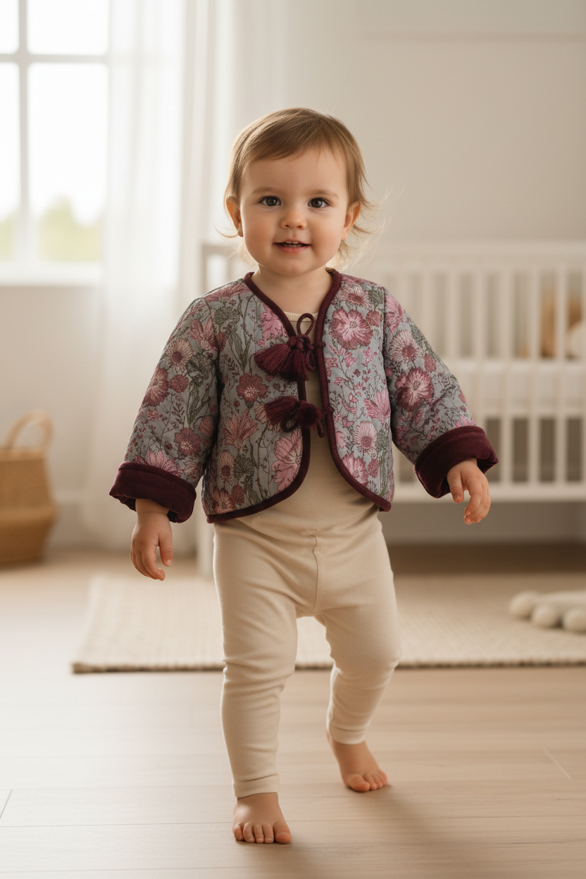 Jill Reversible Quilted Jacket : CHRISTMAS MAROON: Infant : Toddler : Tween