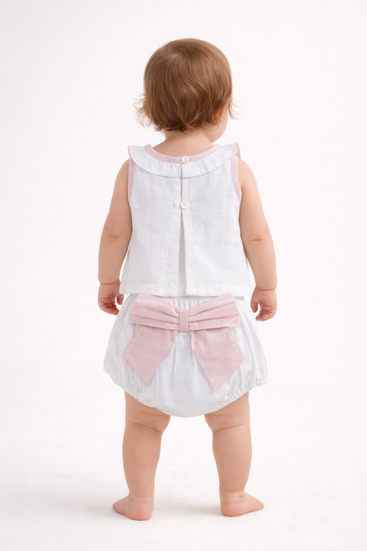 Top And Bow Bloomer Set : PINK : Infant : Baby Girl : New Born