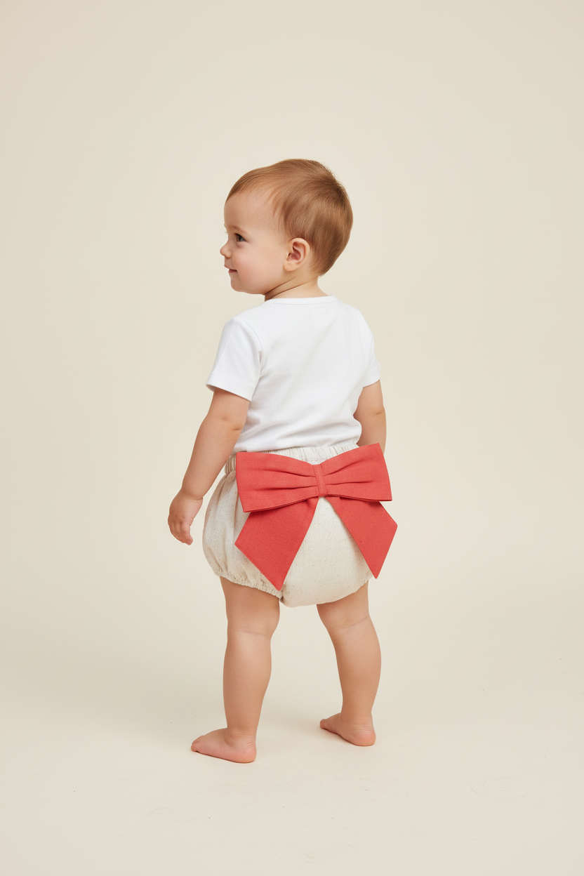 Ivory Diaper Covers with Coral Bows - Yo Baby Online