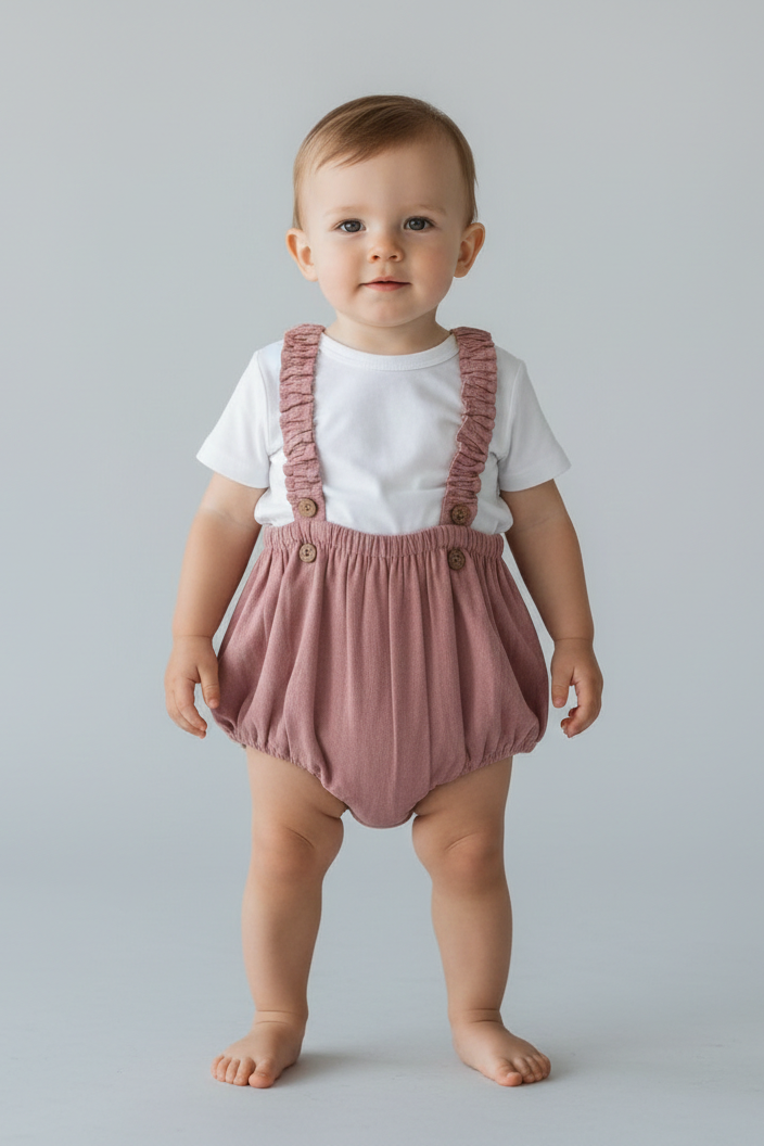 Blush Color Suspender Shorts-Style Diaper Cover - Yo Baby Online