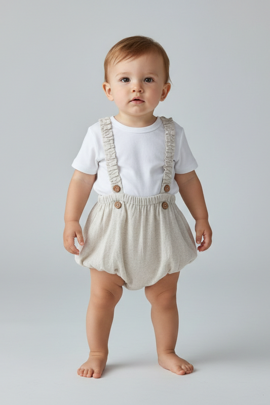 Natural Color Suspender Shorts-Style Diaper Cover - Yo Baby Online