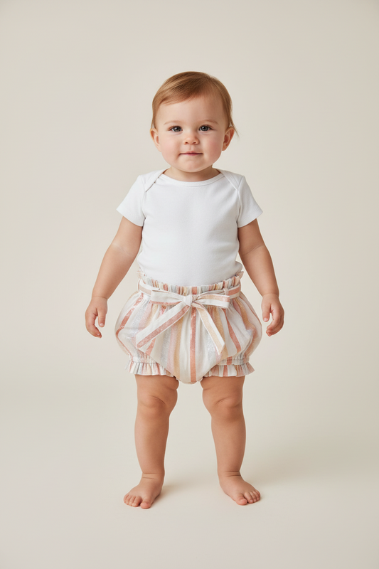Multi Color Lurex Shorts Style Diaper Cover — Festive Baby Bloomer | 0-18 Months