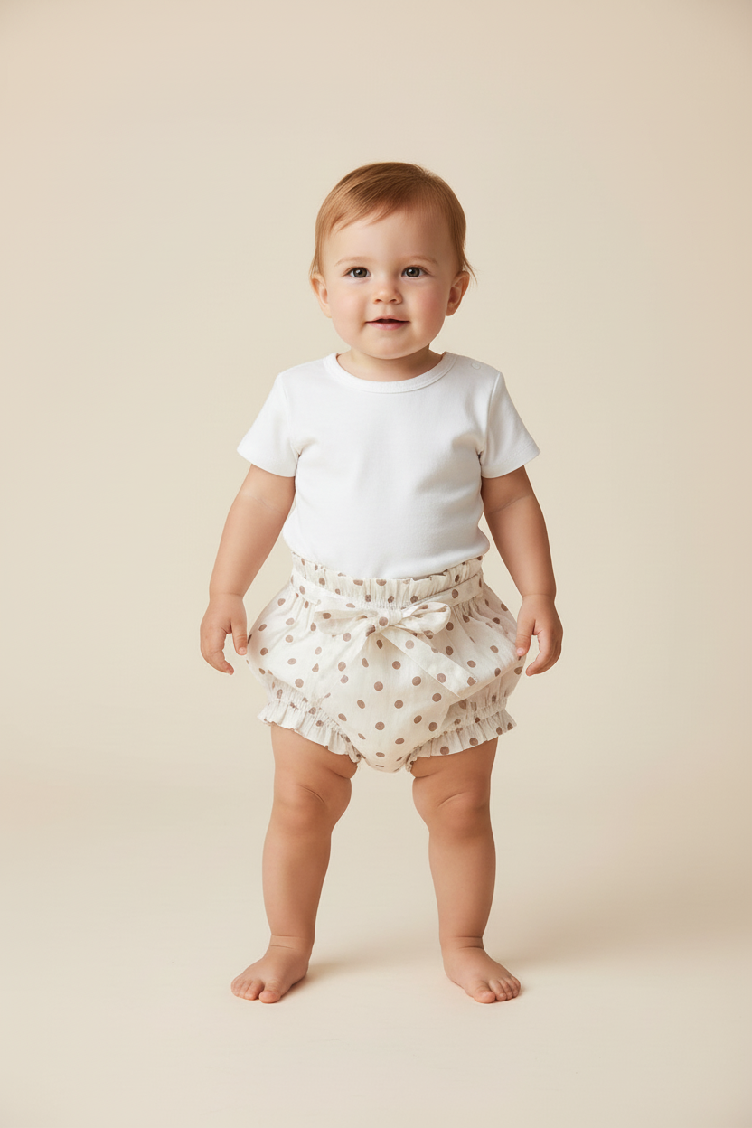 Brown Polka-Dot Print Shorts-Style Diaper Cover - Yo Baby Online