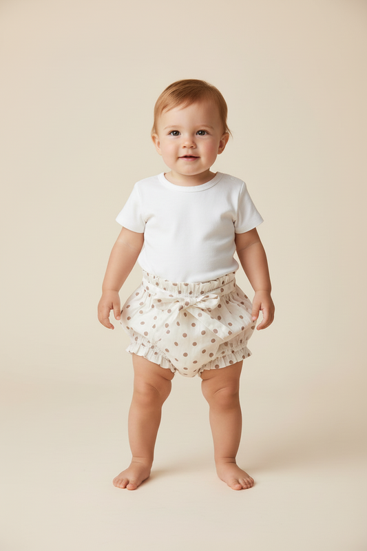 Brown Polka-Dot Print Shorts-Style Diaper Cover - Yo Baby Online