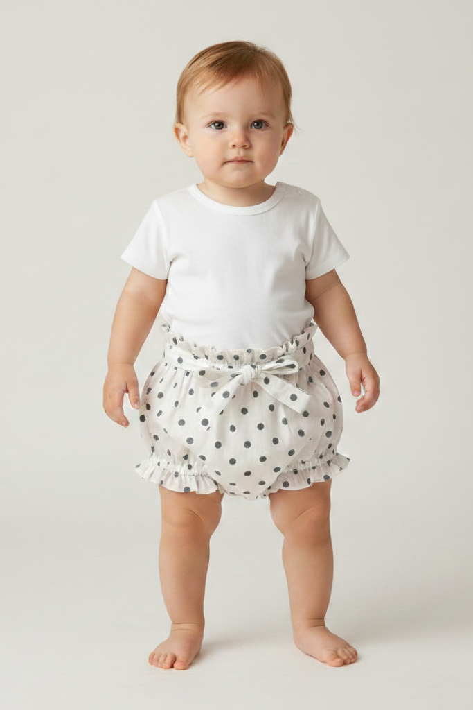 Blue Polka-Dot Print Shorts-Style Diaper Cover - Yo Baby Online