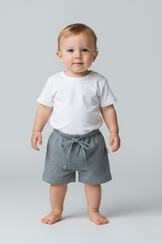 Black Color Chambray Shorts - Yo Baby Online