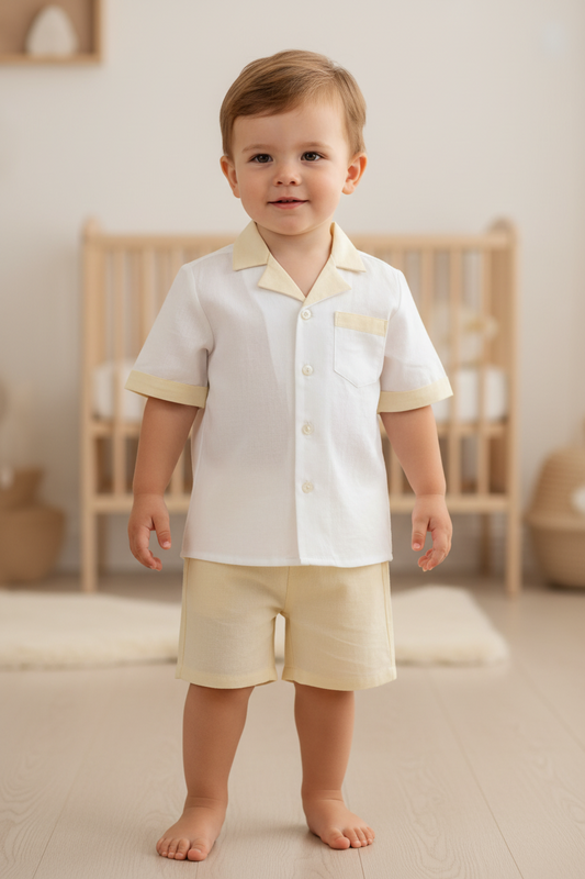 Contrast Shorts and Shirt Set : YELLOW : Infant : Toddler : Tween
