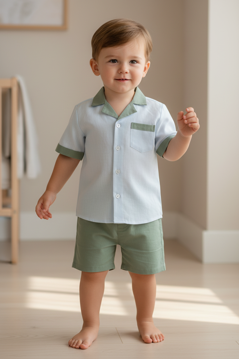 Contrast Shorts and Shirt Set : SAGE : Infant : Toddler : Tween