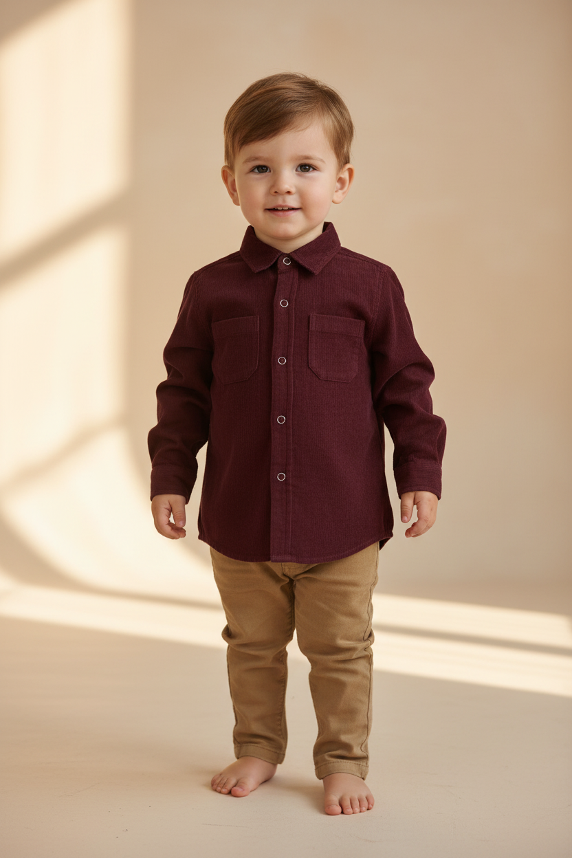 Corduroy Shirt  : MAROON : Toddler : Tween