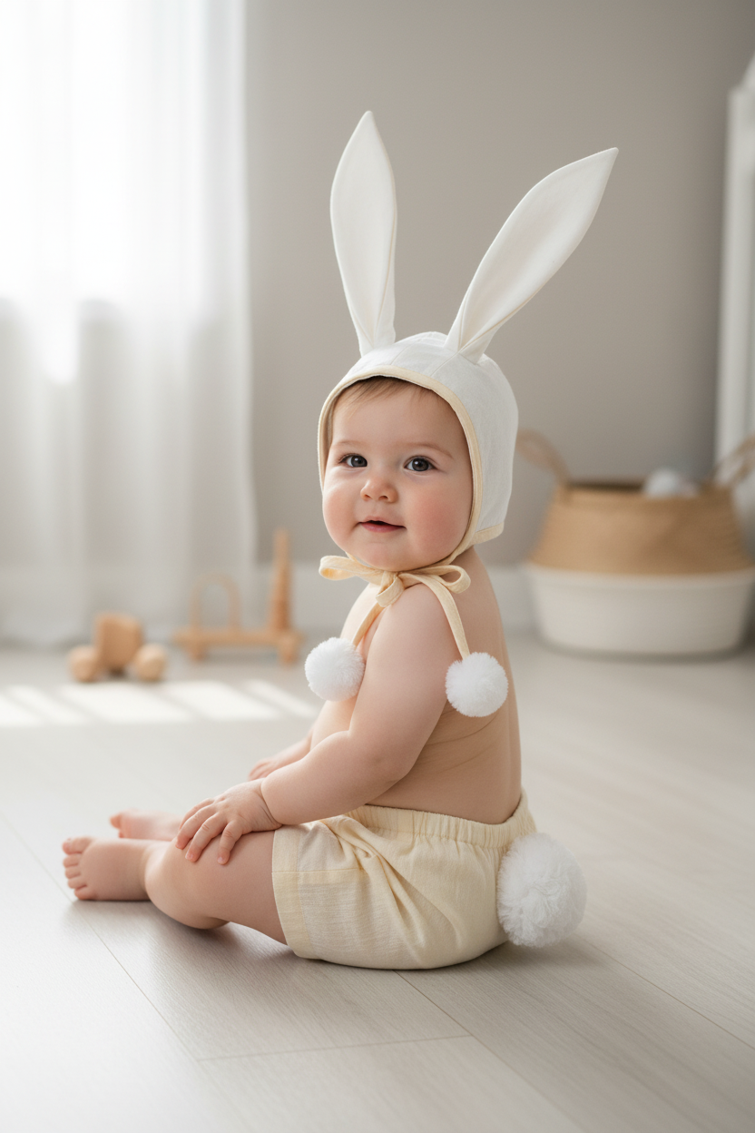 Easter Bunny Bonnet and Bloomer : YELLOW : Infant : Baby Boy