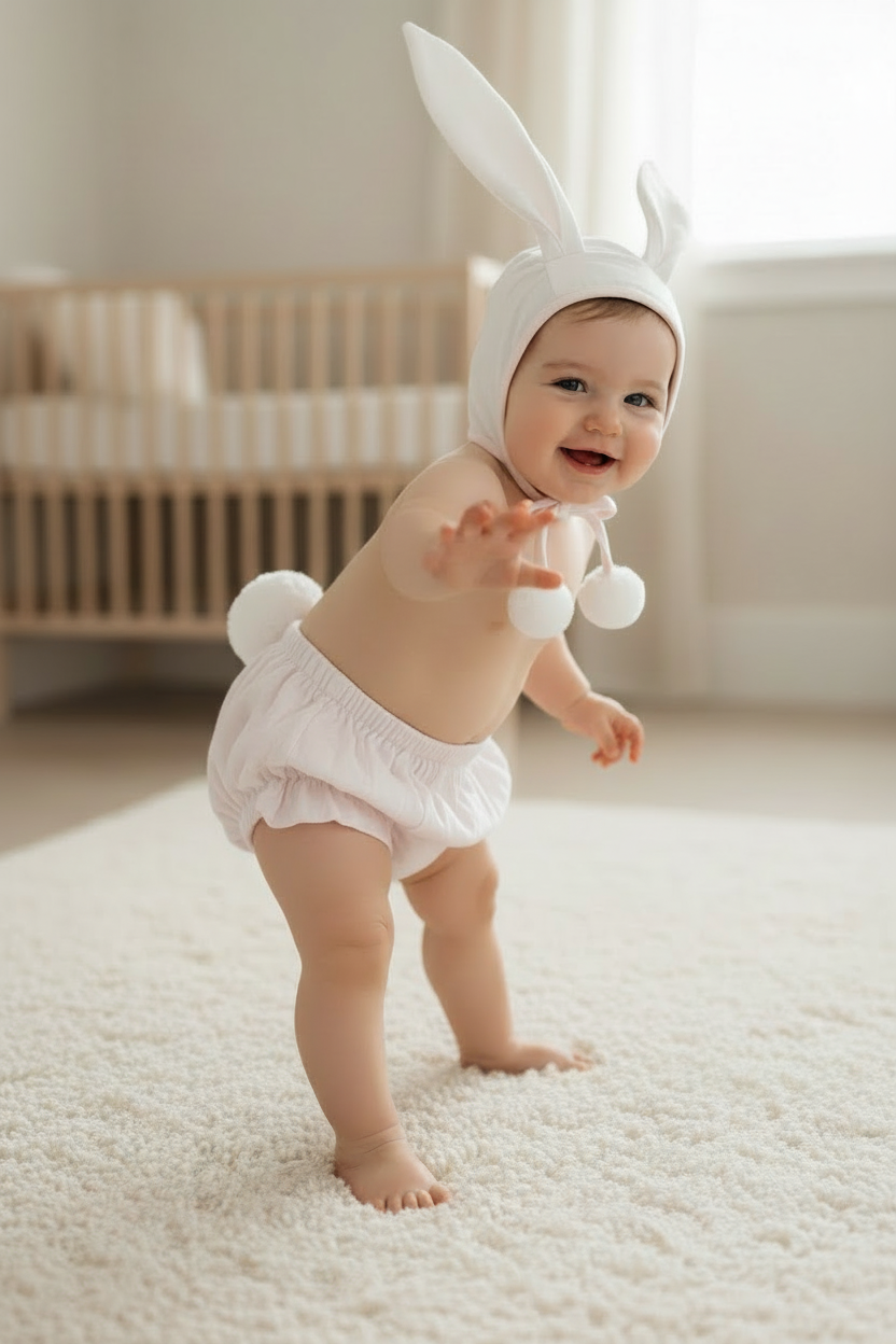 Easter Bunny Bonnet and Bloomer : PINK : Infant : Baby Girl