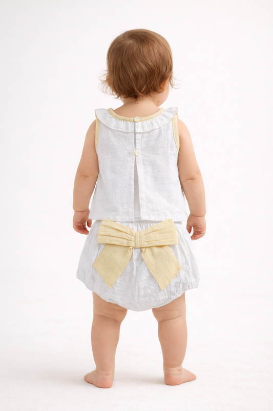 Top And Bow Bloomer Set : YELLOW : Infant : Baby Girl : New Born