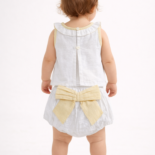 Top And Bow Bloomer Set : YELLOW : Infant : Baby Girl : New Born