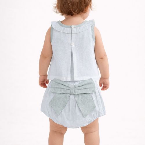 Top And Bow Bloomer Set : POWDER BLUE : Infant : Baby Girl : New Born