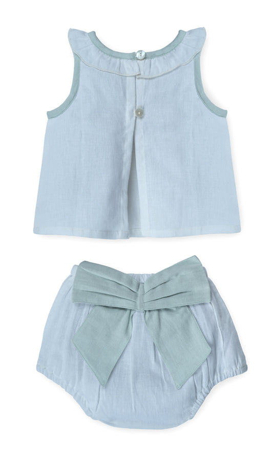 Top And Bow Bloomer Set : POWDER BLUE : Infant : Baby Girl : New Born