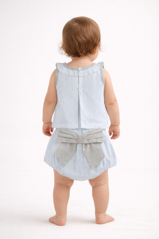 Top And Bow Bloomer Set : ECRU : Infant : Baby Girl : New Born