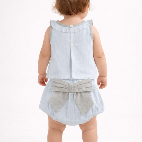 Top And Bow Bloomer Set : ECRU : Infant : Baby Girl : New Born