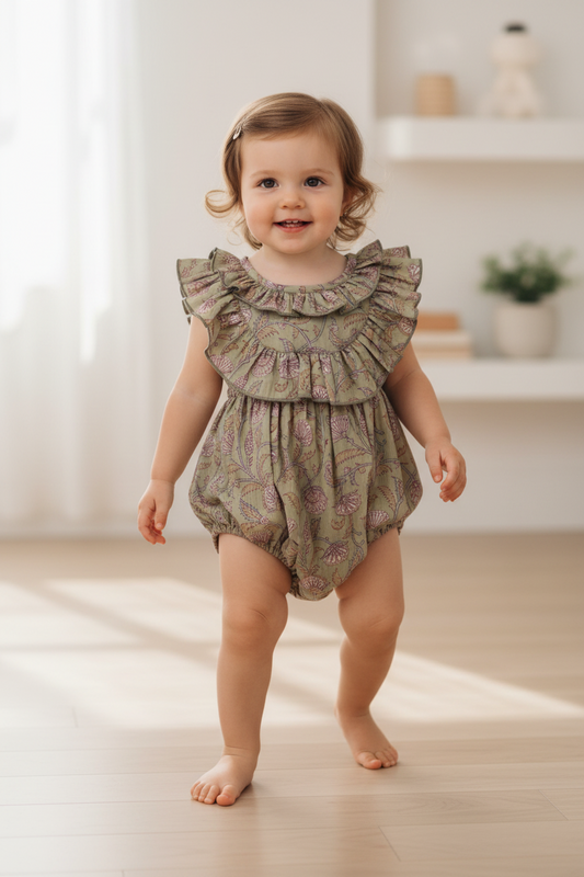 Ira Romper : SAGE : infant : Baby Girl