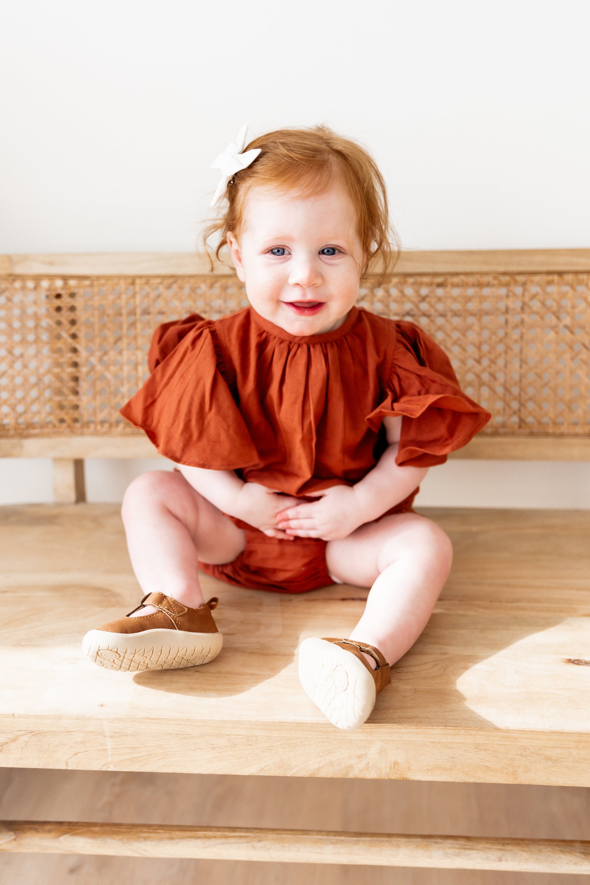 Maroon Gathered Sleeve and Neck Dress — Cotton Girls Dress