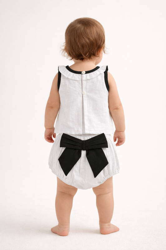 Top And Bow Bloomer Set : BLACK : Infant : Baby Girl : New Born