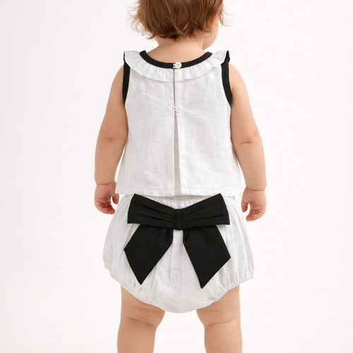 Top And Bow Bloomer Set : BLACK : Infant : Baby Girl : New Born
