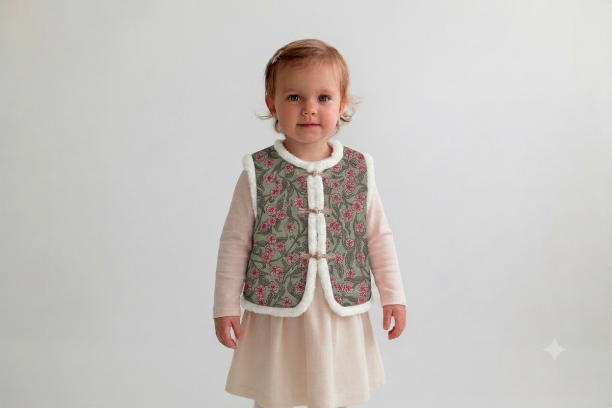 Jaipur Bloom Reversible Printed Sherpa Vest (Print #4)
