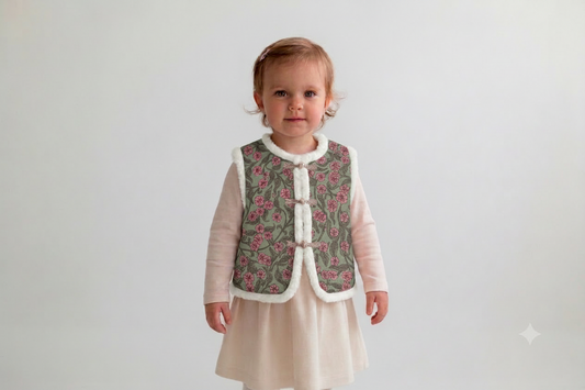 Jaipur Bloom Reversible Printed Sherpa Vest (Print #4)