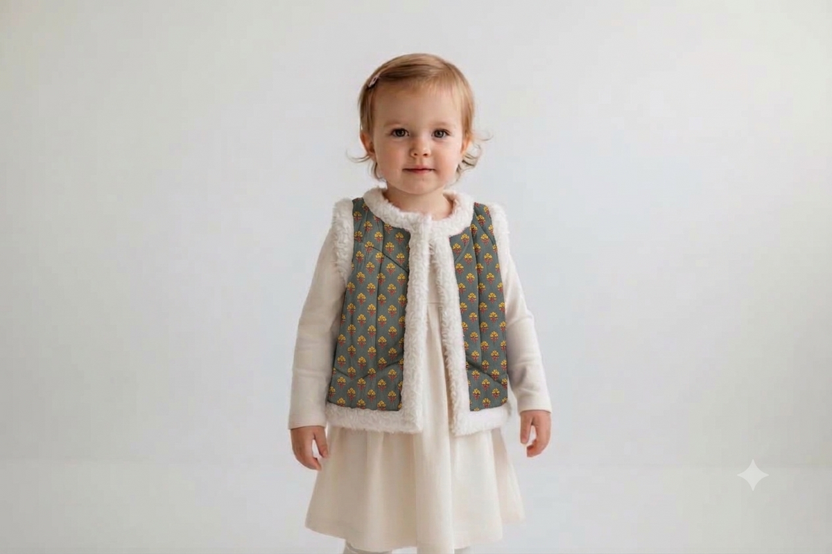 Jaipur Bloom Reversible Printed Sherpa Vest (Print #3)